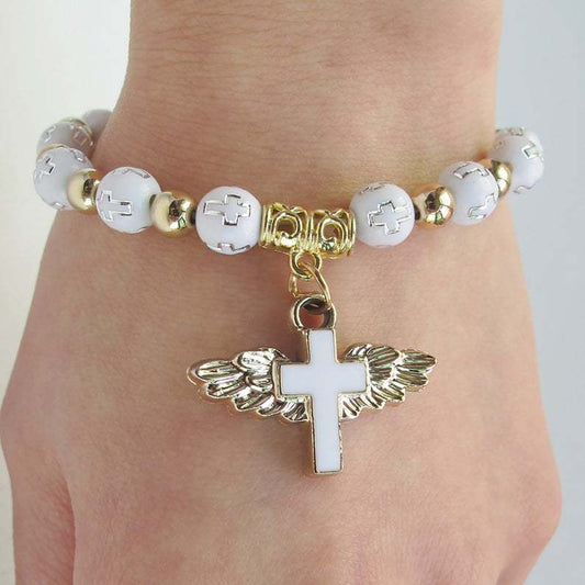 Angel Cross Charm Bracelet