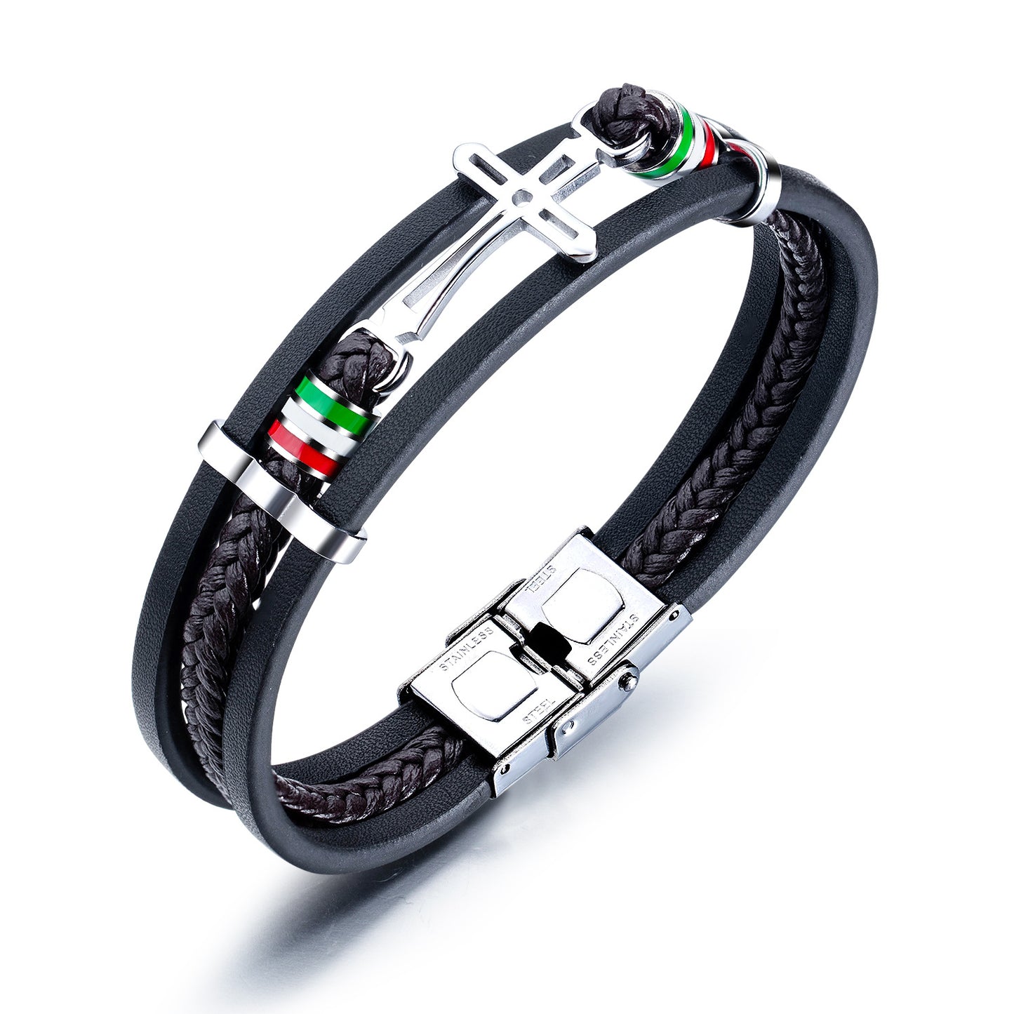 Cross Multi-layer Woven Leather Bracelet