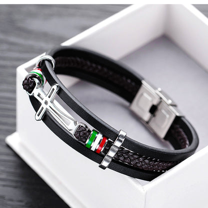 Cross Multi-layer Woven Leather Bracelet