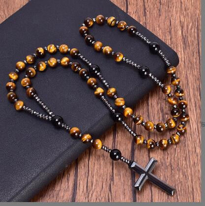 Natural Stone Cross Rosary