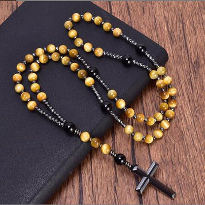 Natural Stone Cross Rosary