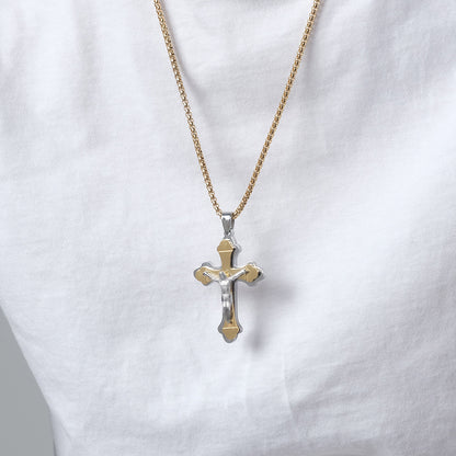 Three-layer Cross Pendant Titanium Steel Cross Necklace