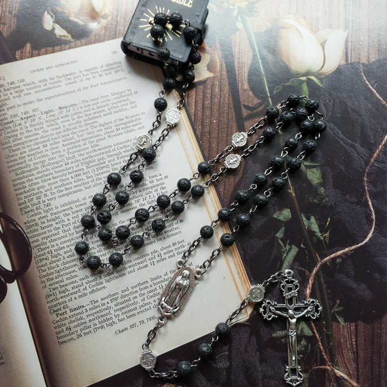 Cross Rosary Beads Necklace