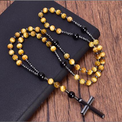 Natural Stone Cross Rosary