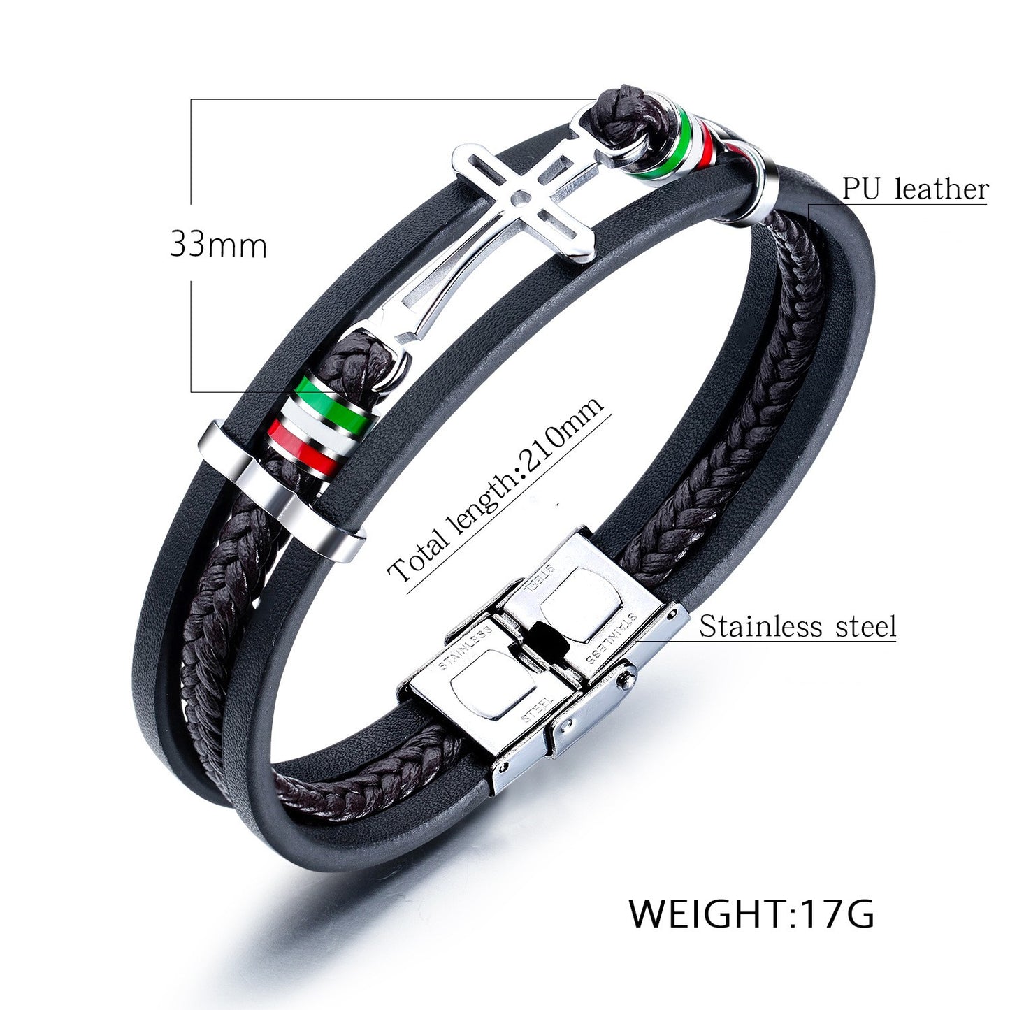Cross Multi-layer Woven Leather Bracelet
