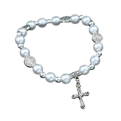 Vintage Pearl Cross Bracelet
