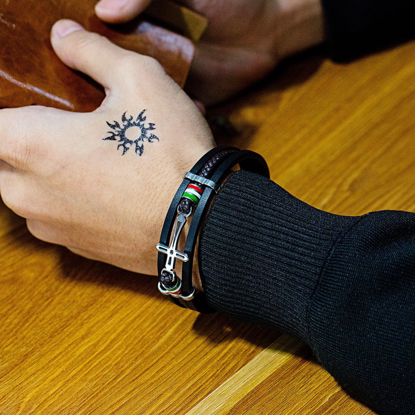 Cross Multi-layer Woven Leather Bracelet