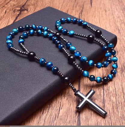 Natural Stone Cross Rosary