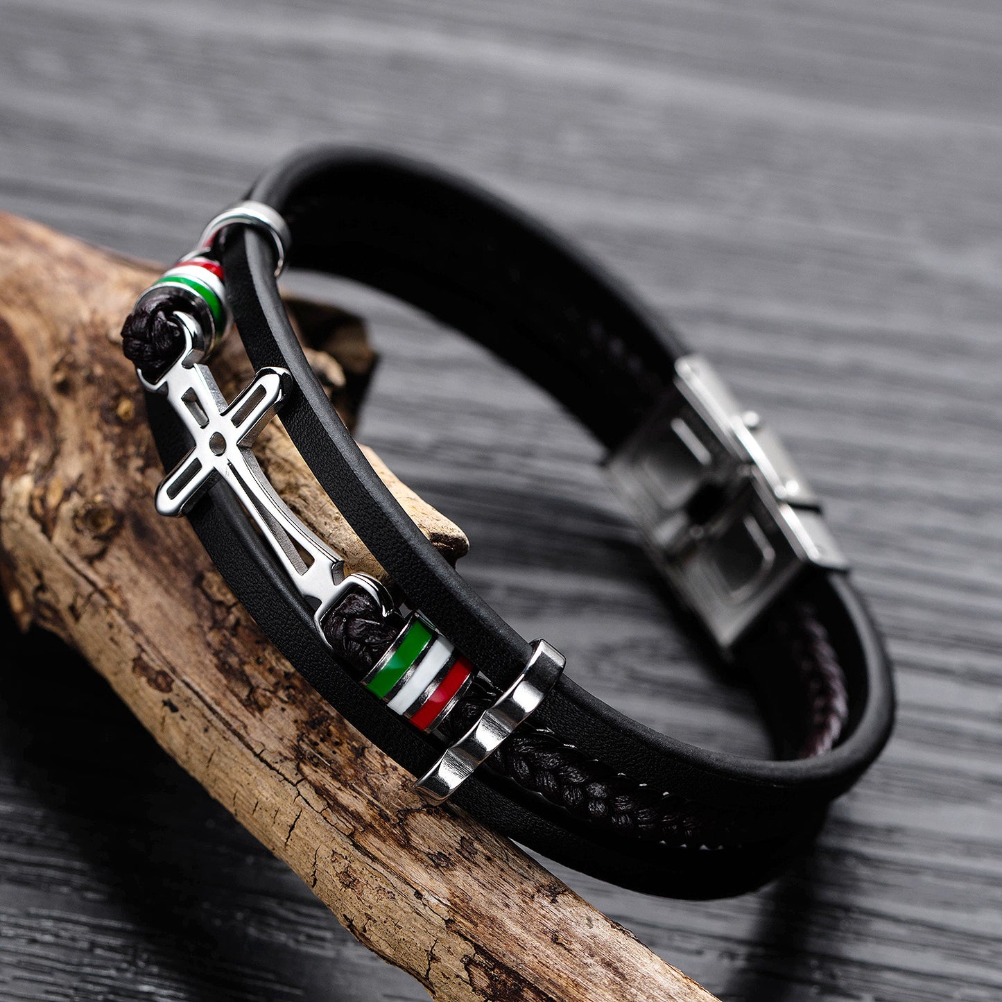 Cross Multi-layer Woven Leather Bracelet