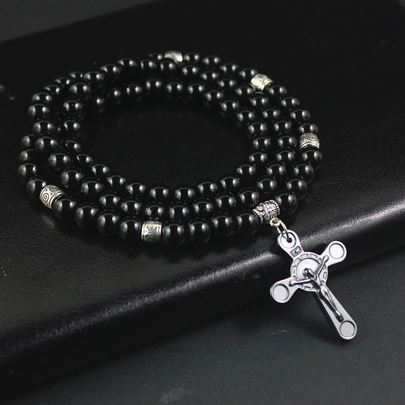 Black Round Beads Rosary