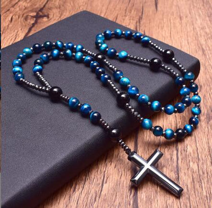 Natural Stone Cross Rosary