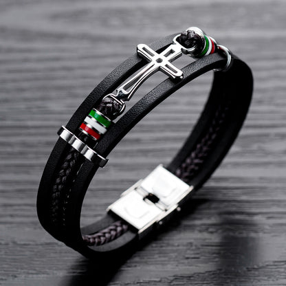 Cross Multi-layer Woven Leather Bracelet
