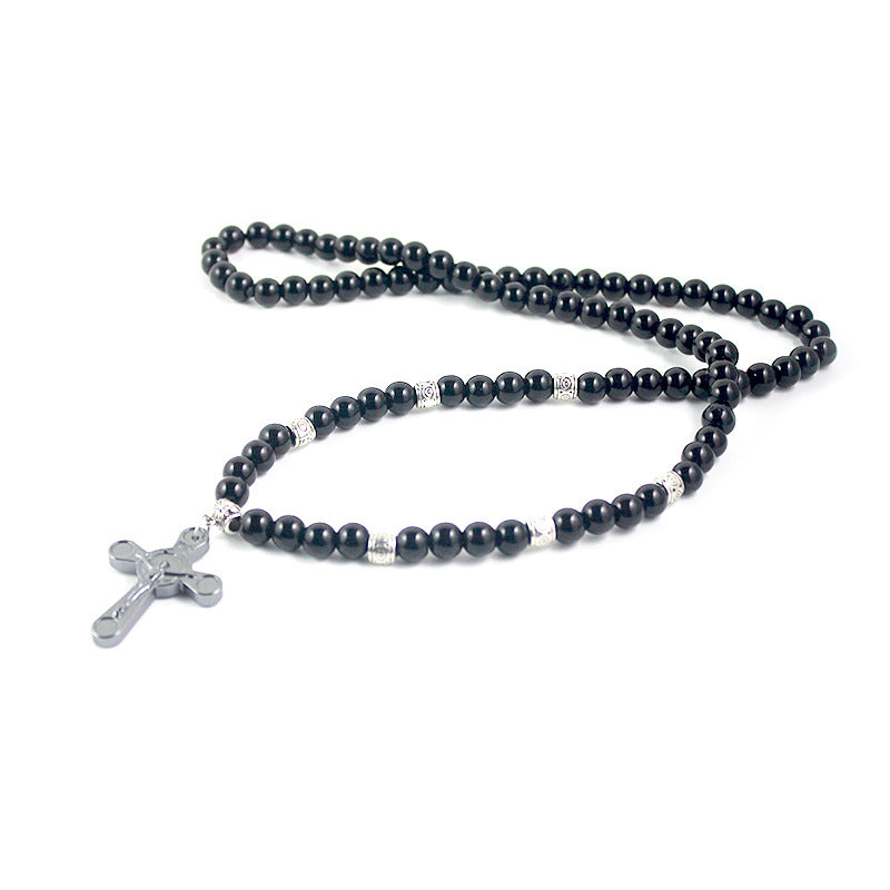 Black Round Beads Rosary