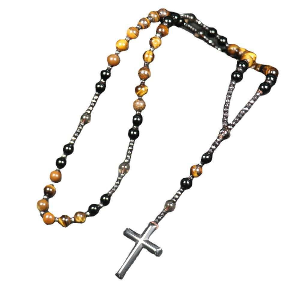 Natural Stone Cross Rosary