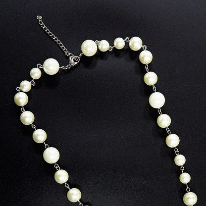 Steel Diamond Cross Pearl Necklace Adjustable Necklace