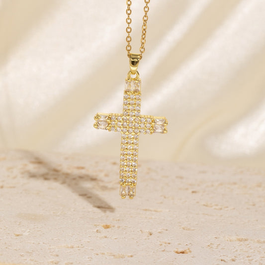 Colorful Crystal Cross Necklace